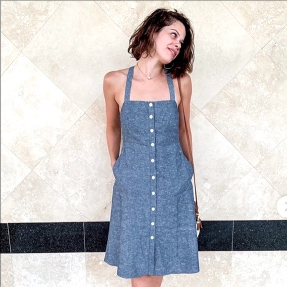 Madewell Chambray Denim Button Down Midi Dress - Picture 4 of 13